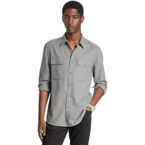 image:imageMichael Kors Mens Long Sleeve Two Pocket Flannel Classic Fit ShirtAsh Melange