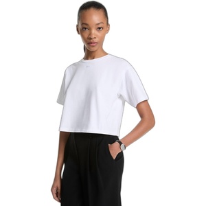 image:imageMichael Kors Womens Embossed Logo Oversized Cropped TShirtWhite