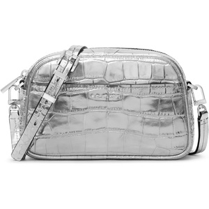 image:imageMichael Kors Womens Jet Set Small Camera CrossbodySilvertone HardwareMetallic Crocodile Embossed LeatherSilver