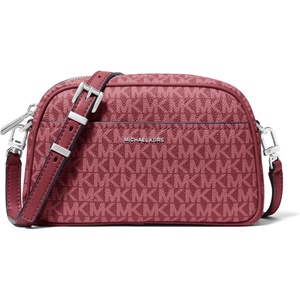 image:imageMichael Kors Womens Jet Set Small Camera CrossbodySilvertone HardwareTonal Mk Signature Coated TwillOxblood