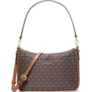image:imageMichael Kors Womens Jet Set Top Zip Pochette Crossbody BagGoldtone HardwareMk Signature NylonBrownAcorn
