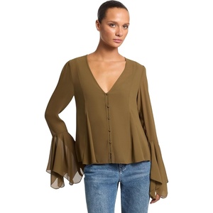image:imageMichael Kors Womens Long Sleeve V Neck BlouseDuffle