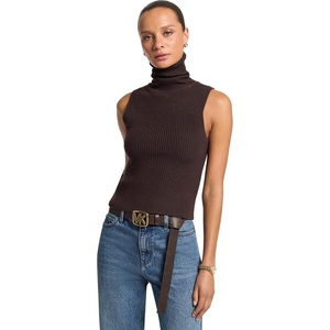 image:imageMichael Kors Womens Merino Sleeveless Turtleneck SweaterChocolate