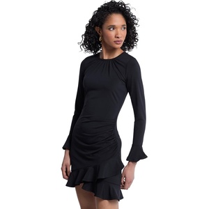 image:imageMichael Kors Womens Ruched Ruffle Hem DressBlack