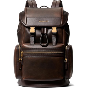 image:imageMichael Kors Mens Hudson Triple Pocket Backpack GoldTone HardwareMatte Antico LeatherChocolate
