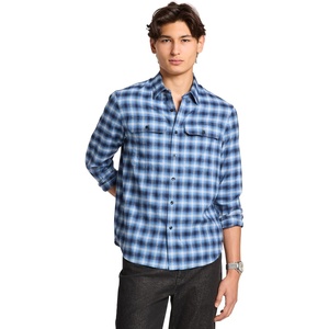 image:imageMichael Kors Mens Long Sleeve Ombre Plaid ShirtMidnight