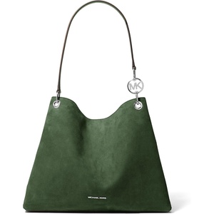 image:imageMichael Kors Womens Christina Large Shoulder BagSilvertone HardwareRecycled Suede LeatherAmazon Green
