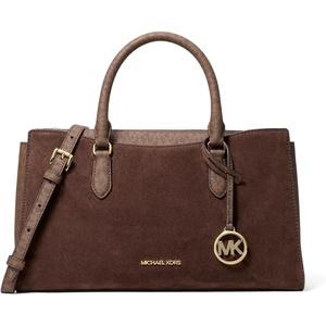 image:imageMichael Kors Womens Arden Medium Topzip SatchelGoldtone HardwareSuedeNutmeg