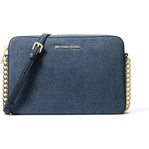 image:imageMichael Kors Womens Jet Set Large Crossbody Bag GoldTone HardwareWashed DenimPowder Blush Multi
