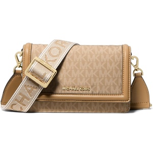 image:imageMichael Kors Womens Jet Set Small Phone Webbing Crossbody GoldTone HardwareLeopard Print NylonBurnt Khaki