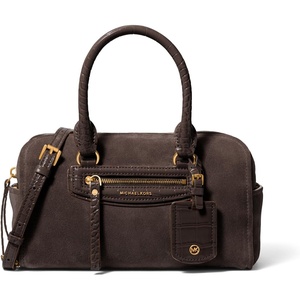 image:imageMichael Kors Womens Jet Set Travel Extra Small Duffle Crossbody GoldTone HardwareSuede LeatherChocolate