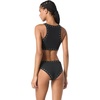 image:imageMichael Kors Womens Crepe Solids Ring Front Crop TopBlack