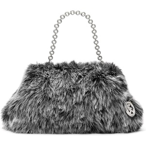 image:imageMichael Kors Womens Goldie Large Cloud Frame ClutchSilvertone HardwareFaux FurBlack