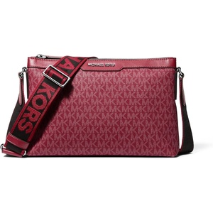 image:imageMichael Kors Mens Hudson Travel CrossbodySilvertone HardwareMk SignatureDeep Red