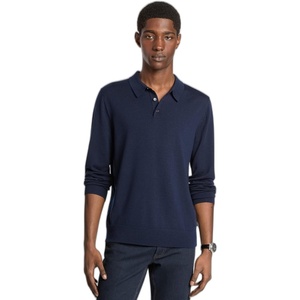 image:imageMichael Kors Mens Long Sleeve Merino PoloMidnight 1