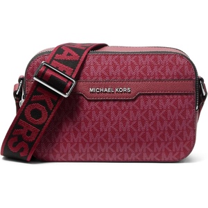 image:imageMichael Kors Unisex Hudson Double Zip Camera BagSilvertone HardwareMk SignatureDeep Red