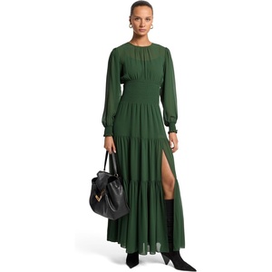 image:imageMichael Kors Womens Long Sleeve Smallock Maxi DressDark Moss