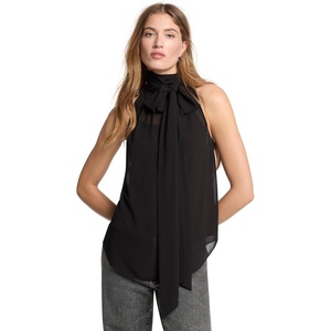 image:imageMichael Kors Womens Sleeveless Scarf TopBlack