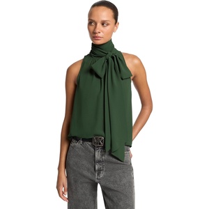 image:imageMichael Kors Womens Sleeveless Scarf TopDark Moss