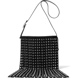 image:imageMichael Kors Womens Nolita Small Bucket Tote Bag SilverTone HardwareSuede FringeBlack