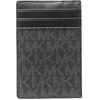 image:imageMichael Kors Mens Hudson Notched Card Case SilverTone HardwareMK SignatureDeep RedBlackBlack Signature