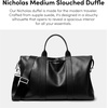 image:imageMichael Kors Mens Nicholas Medium Slouched DuffleSilverTone HardwarePoly Tan Covered LeatherBlack