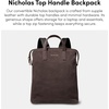 image:imageMichael Kors Mens Nicholas Top Handle Backpack SilverTone HardwarePoly Tan Covered LeatherBlackGoldtone HardwareSuede LeatherChocolate