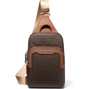 image:imageMichael Kors Mens Hudson Medium Double Zip Sling PackMk SignatureBrownLuggage