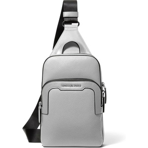 image:imageMichael Kors Mens Hudson Medium Double Zip Sling PackSilvertone HardwareMatte Pebble LeatherNickel