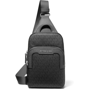 image:imageMichael Kors Mens Hudson Medium Double Zip Sling PackSilvertone HardwareMk SignatureBlack