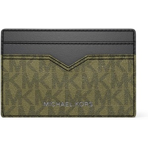 image:imageMichael Kors Mens Hudson Notched Card Case SilverTone HardwareMK SignatureDeep RedPistachio Signature