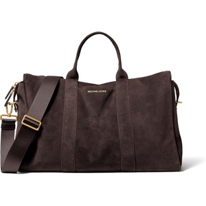 image:imageMichael Kors Mens Nicholas Medium Slouched DuffleGoldTone HardwareSuede LeatherChocolate