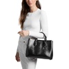 image:imageMichael Kors Womens Camille Large Satchel SilverTone HardwareHaircalfBlack