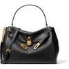image:imageMichael Kors Womens Hamilton Large Flap Top Handle SatchelGoldtone HardwareTextured LeatherBlack