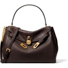image:imageMichael Kors Womens Hamilton Large Flap Top Handle SatchelGoldtone HardwareTextured LeatherChocolate