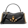 Gold-tone Hardware/Textured Leather/Black