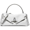 image:imageMichael Kors Womens Hamilton Moderne Extra Small Flap CrossbodySilvertone HardwareEmbossed LeatherOptic White