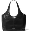 image:imageMichael Kors Womens Henly Large Shopper ToteSilvertone HardwareDistressed LeatherBlack