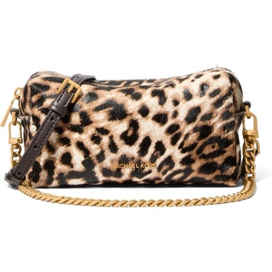 image:imageMichael Kors Womens Bryant Small Soft Crossbody with ChainGoldtone HardwareLeopard Haircalf LeatherBurnt Khaki