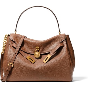 image:imageMichael Kors Womens Hamilton Large Flap Top Handle SatchelGoldtone HardwareTextured LeatherLuggage