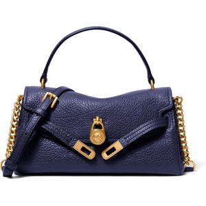 image:imageMichael Kors Womens Hamilton Moderne Extra Small Flap CrossbodyGoldtone HardwareTextured LeatherPrussian Blue