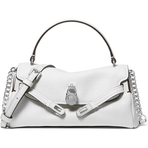image:imageMichael Kors Womens Hamilton Moderne Extra Small Flap CrossbodySilvertone HardwareEmbossed LeatherOptic White