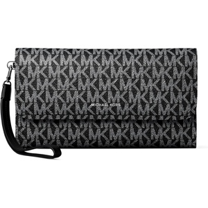 image:imageMichael Kors Womens Jet Set Medium Flap Double Zip Wristlet SilverTone HardwareMK SignatureBlack