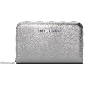 image:imageMichael Kors Womens Jet Set Small Zip Around Card Case SilverTone HardwareMetallic HaircalfSilver