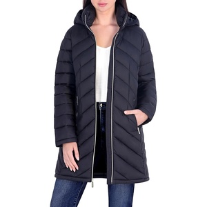 image:imageMichael Kors Womens Long Lightweight Packable Puffer Jacket With HoodBlack
