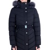image:imageMichael Kors Womens Long Puffer Coat with Belt and Faux Fur HoodBlack