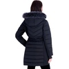 image:imageMichael Kors Womens Long Puffer Coat with Belt and Faux Fur HoodBlack