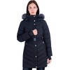 image:imageMichael Kors Womens Long Puffer Coat with Belt and Faux Fur HoodBlack
