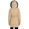 image:imageMichael Kors Womens Long Puffer Coat with Belt and Faux Fur HoodKhaki