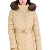 image:imageMichael Kors Womens Long Puffer Coat with Belt and Faux Fur HoodKhaki